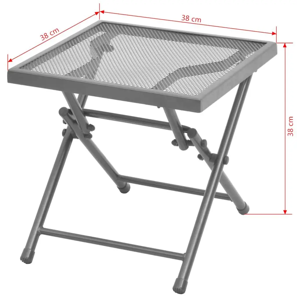 Sun Loungers Set 2 pcs Folding Table Steel Mesh Anthracite Outdoor Seating