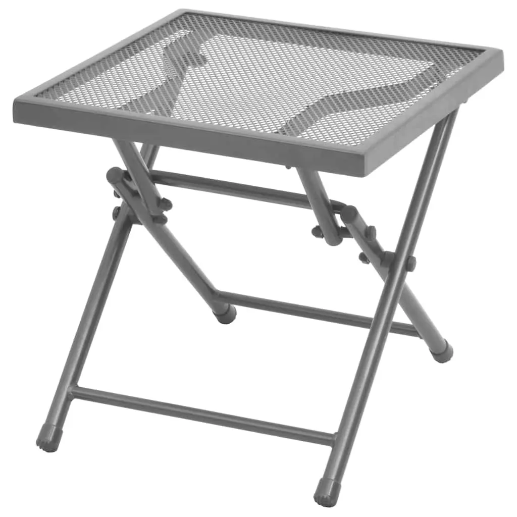 Sun Loungers Set 2 pcs Folding Table Steel Mesh Anthracite Outdoor Seating