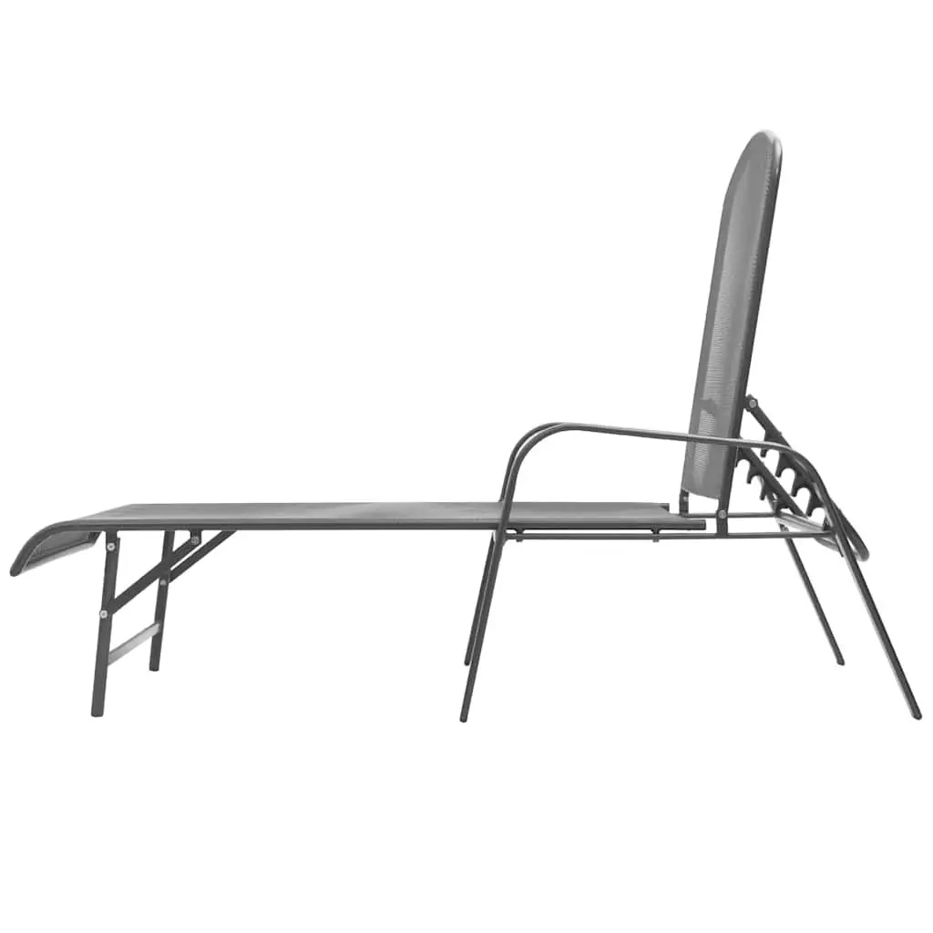 Sun Loungers Set 2 pcs Folding Table Steel Mesh Anthracite Outdoor Seating