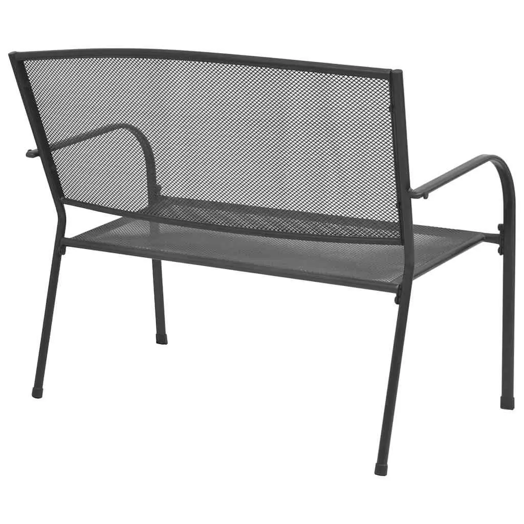 Outdoor Garden Bench 108cm Steel Mesh Anthracite Patio Seating Industrial Style