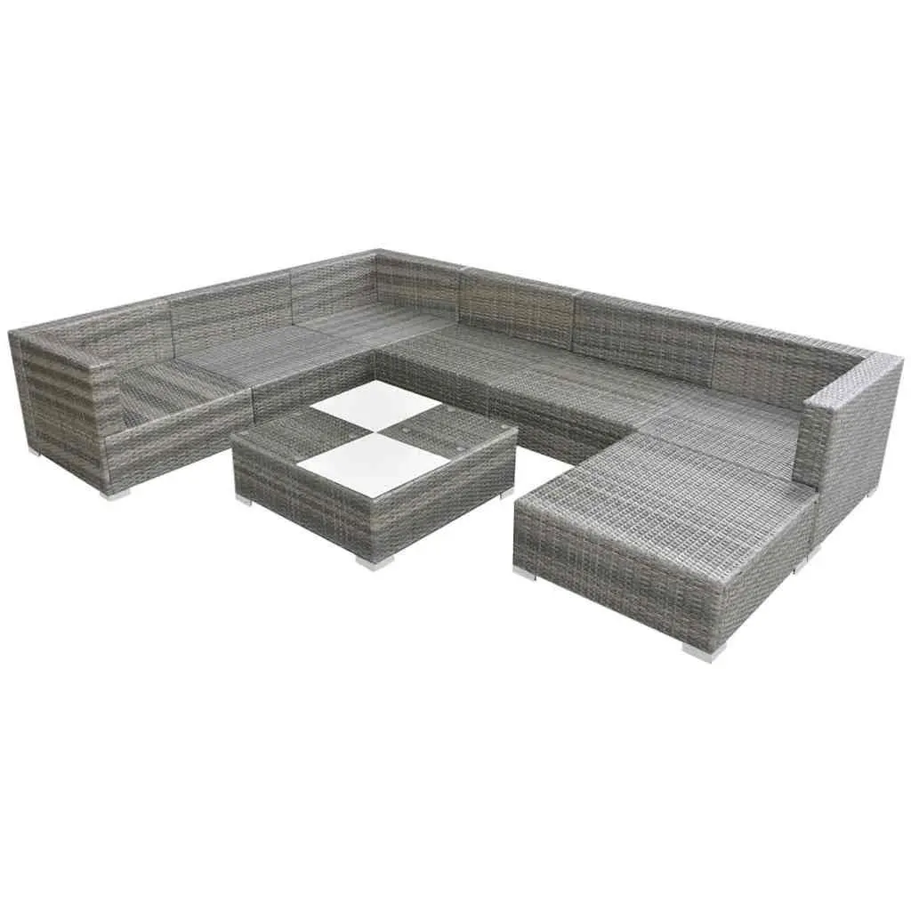 Grey PE Rattan Sofa Set Outdoor Lounge 8 Piece Modular Cushion Garden Patio Furniture