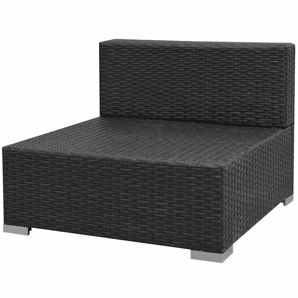 7 Piece Garden Lounge Set Outdoor Rattan Sofa with Canopy Black Modular Patio