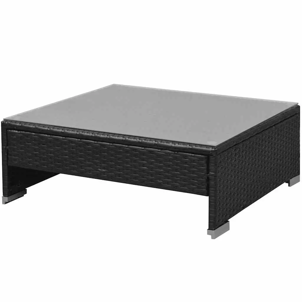 7 Piece Garden Lounge Set Outdoor Rattan Sofa with Canopy Black Modular Patio