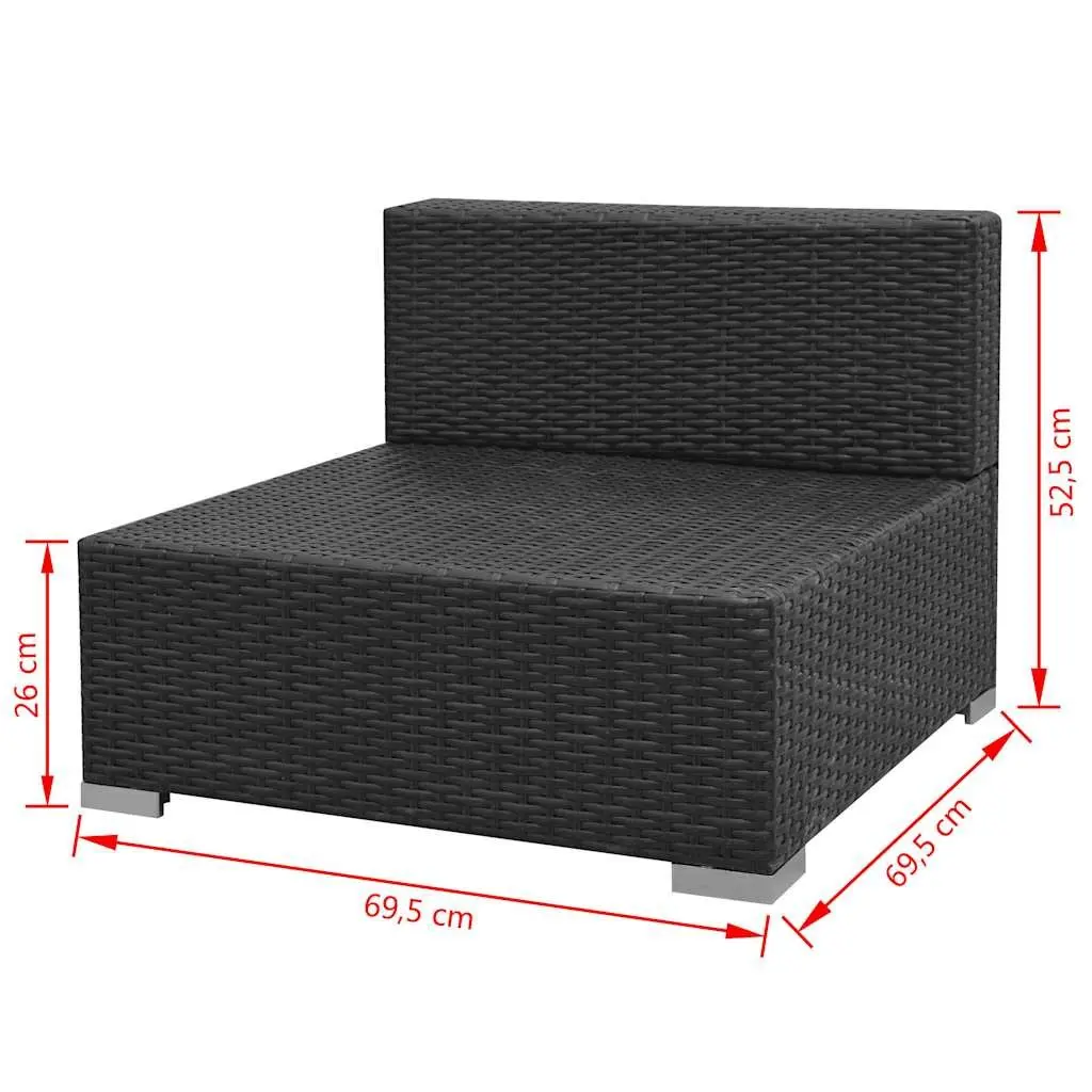 7 Piece Garden Lounge Set Outdoor Rattan Sofa with Canopy Black Modular Patio