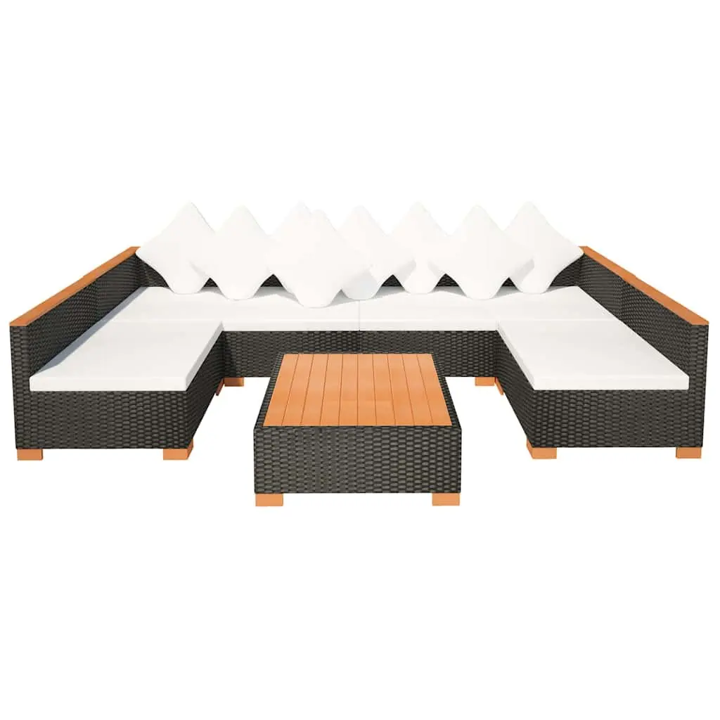 7 Piece Outdoor Garden Lounge Set Rattan Sofa Patio Furniture Black