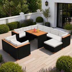 Comfortable 10-Piece Rattan Lounge Set with Cushions