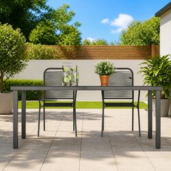 Dependable Outdoor Table with Black Tempered Glass Surface