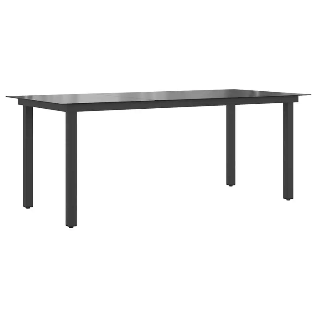 Outdoor Dining Table Black Glass Top 190 x 90 cm Weather Resistant Garden Patio Furniture