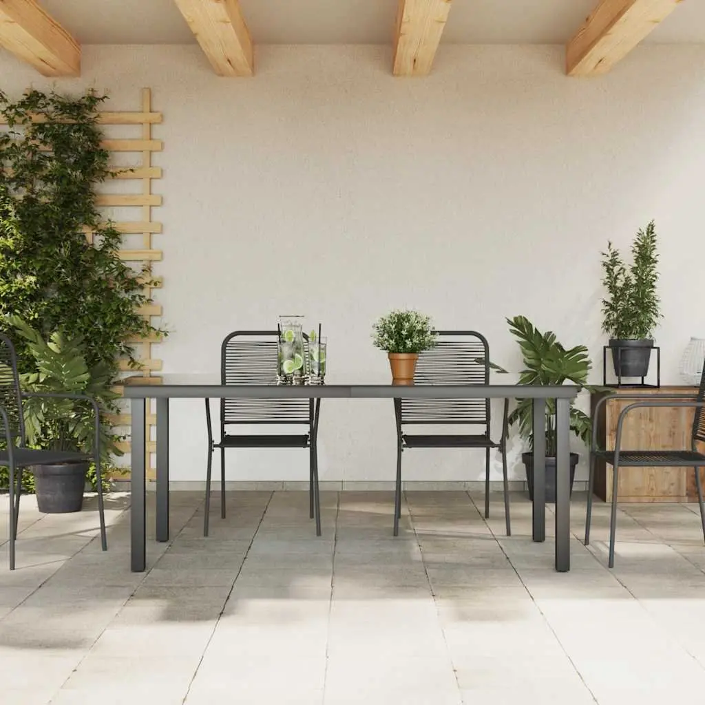 Outdoor Dining Table Black Glass Top 190 x 90 cm Weather Resistant Garden Patio Furniture