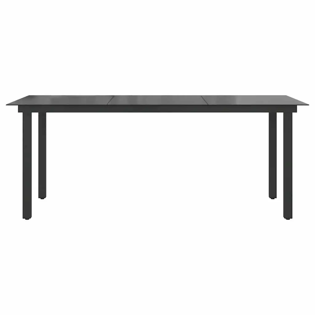 Outdoor Dining Table Black Glass Top 190 x 90 cm Weather Resistant Garden Patio Furniture