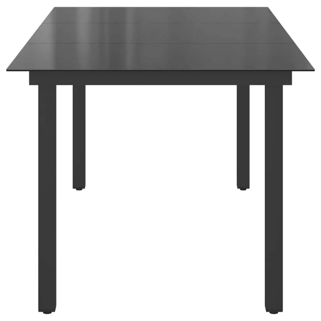 Outdoor Dining Table Black Glass Top 190 x 90 cm Weather Resistant Garden Patio Furniture