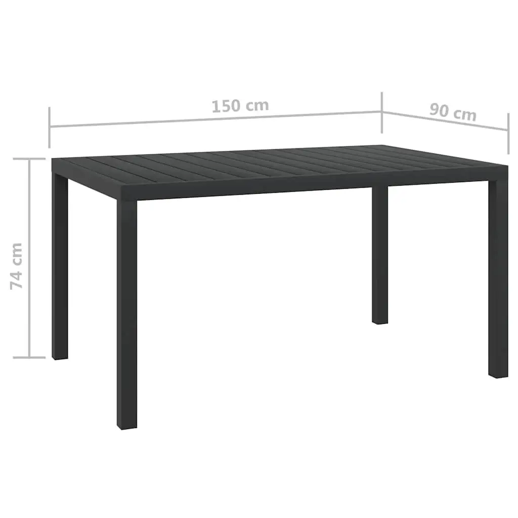 Garden Table Outdoor Dining 150x90x74cm Black Aluminium Frame WPC Tabletop