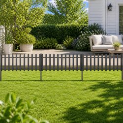 Practical Grey Picket Fence with Integrated Posts - 3 pcs