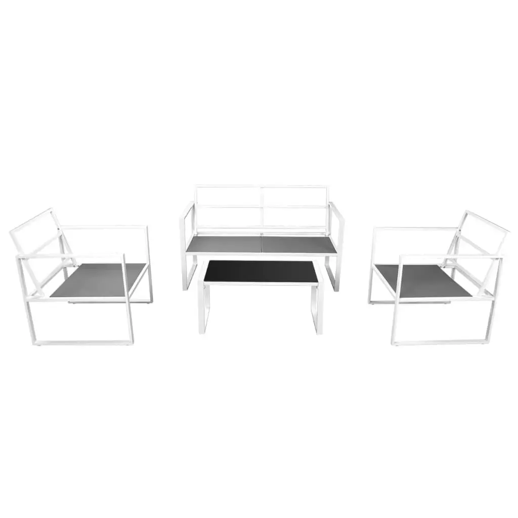 Outdoor Lounge Set 4 Piece Sofa Chairs Coffee Table Cushions White