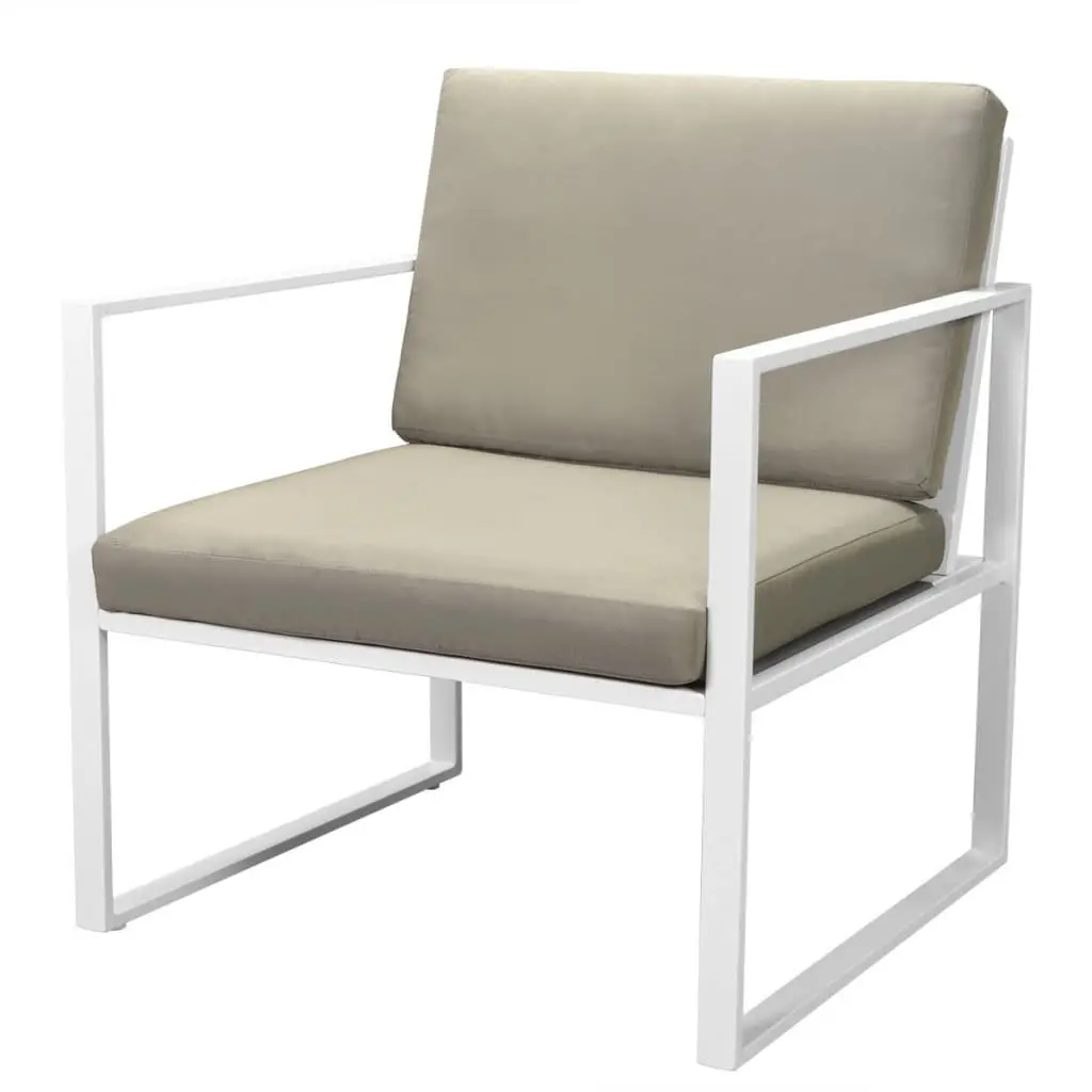 Outdoor Lounge Set 4 Piece Sofa Chairs Coffee Table Cushions White