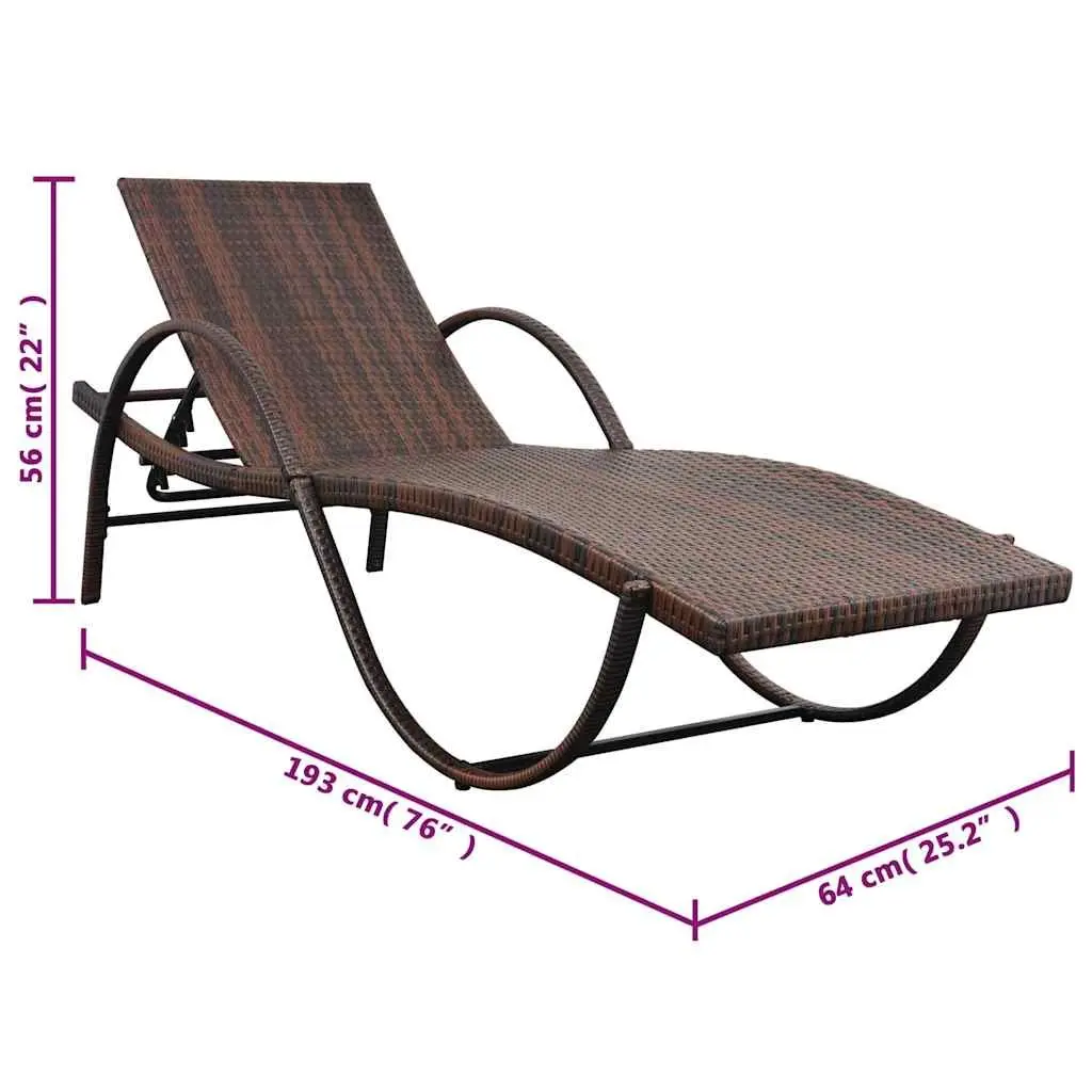 Brown Sun Lounger with Comfort Cushion