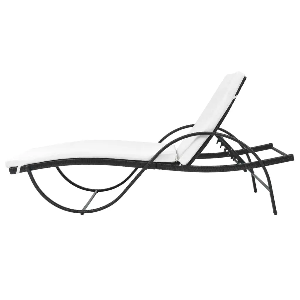 Sun Lounger Outdoor Garden Patio Lounge Chair with Cushion Black