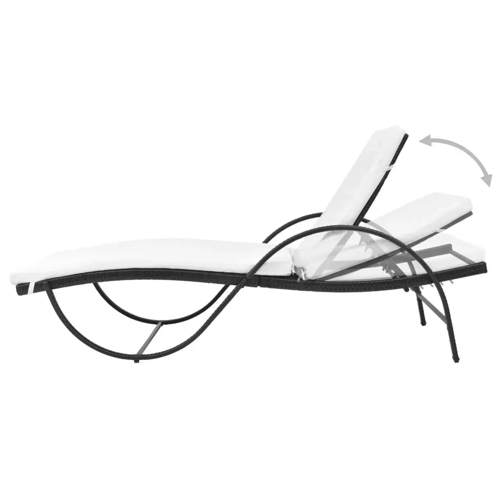 Sun Lounger Outdoor Garden Patio Lounge Chair with Cushion Black