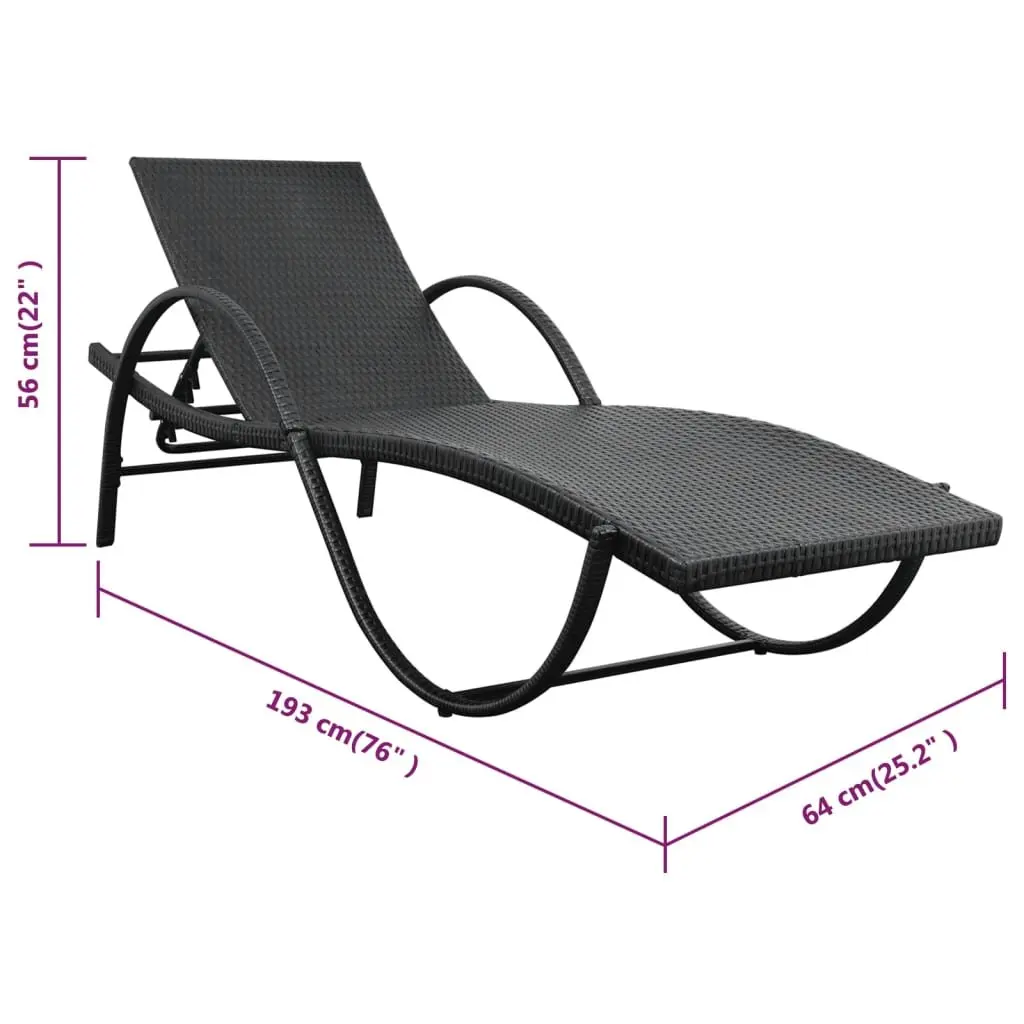 Sun Lounger Outdoor Garden Patio Lounge Chair with Cushion Black