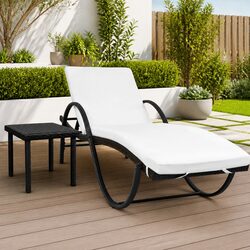 Comfortable Sun Lounger with Cushion and Table for Outdoor Relaxation