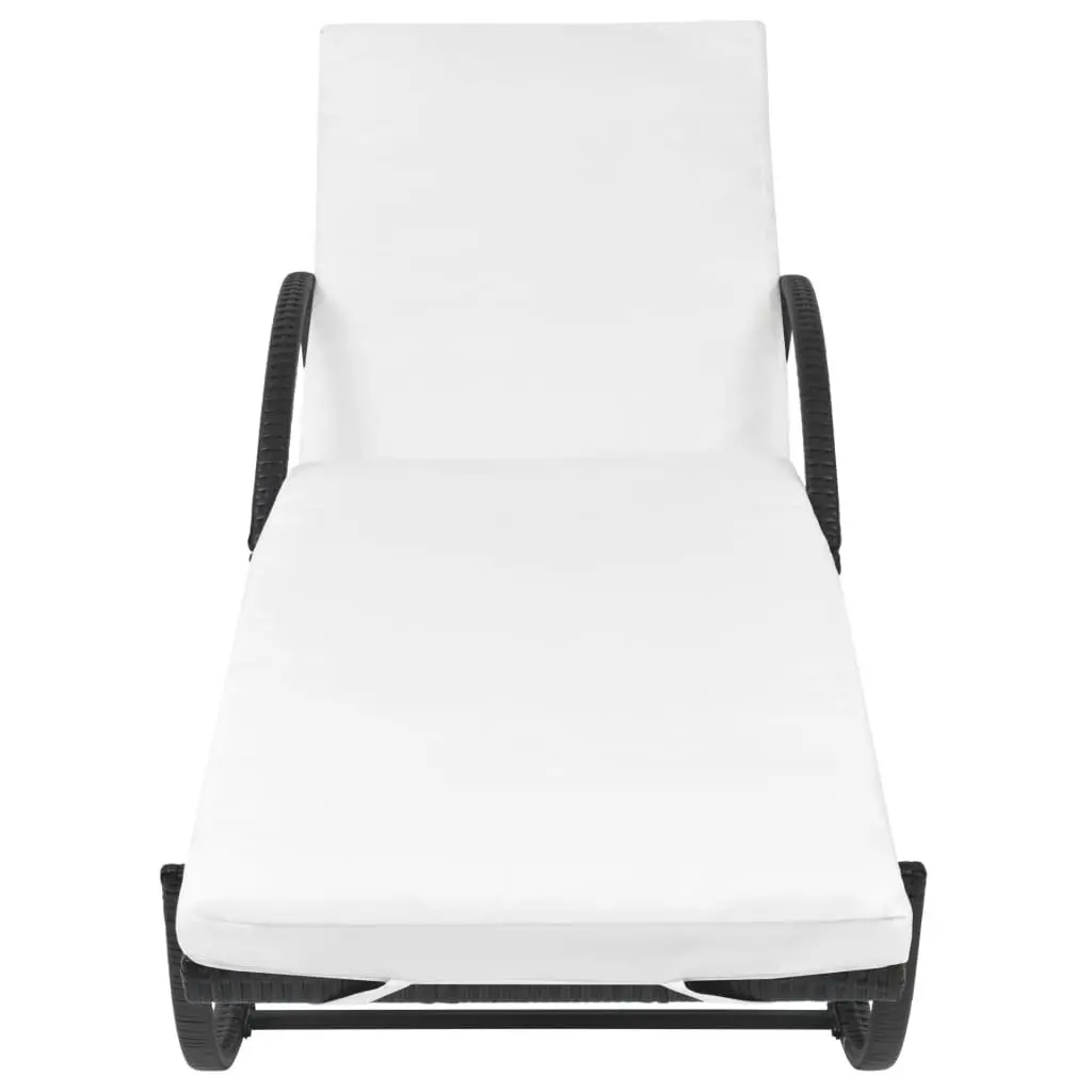 Sun Lounger Outdoor Garden Recliner with Cushion and Side Table Black