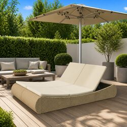 Comfortable and Durable Beige Sunlounger for Outdoors
