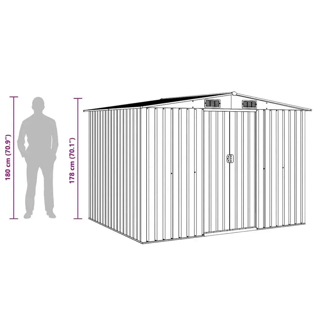Metal Garden Storage Shed Organizing Tools 257x205x178cm Green
