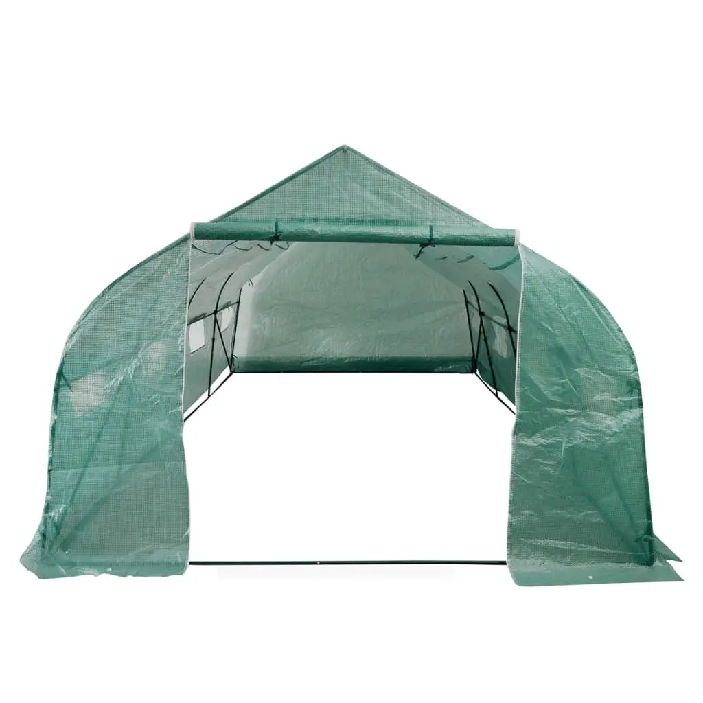 Polytunnel Greenhouse Walk-in 18m² Portable Steel Frame Garden Plant Protection Green