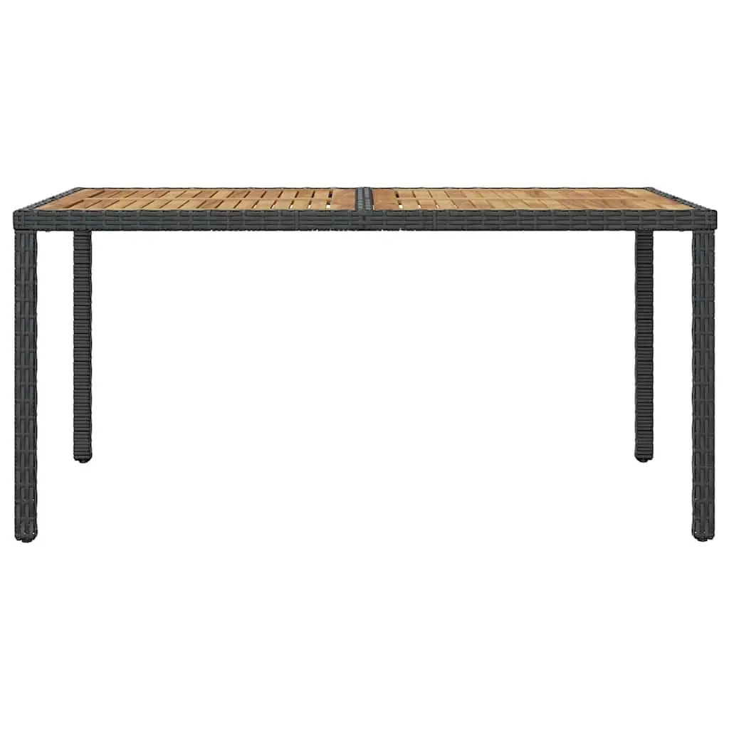 Outdoor Dining Set 7 Piece Rattan Table 6 Chairs Cushions Black