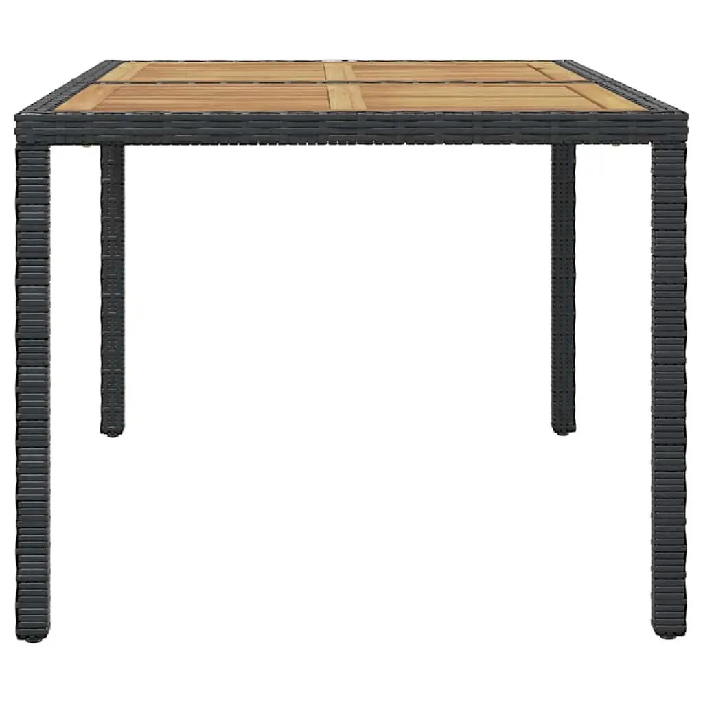 Outdoor Dining Set 7 Piece Rattan Table 6 Chairs Cushions Black