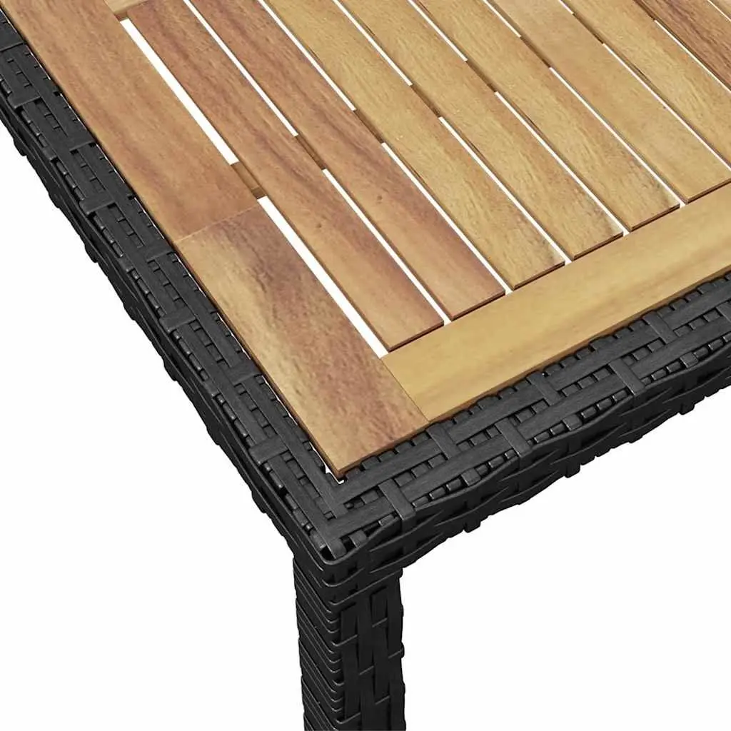 Outdoor Dining Set 7 Piece Rattan Table 6 Chairs Cushions Black