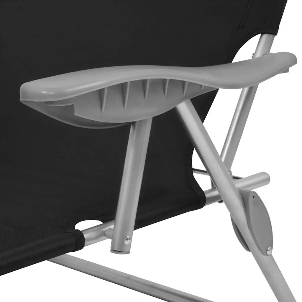 Adjustable Canopy Foldable Sun Lounger Outdoor Lounge Chair Black
