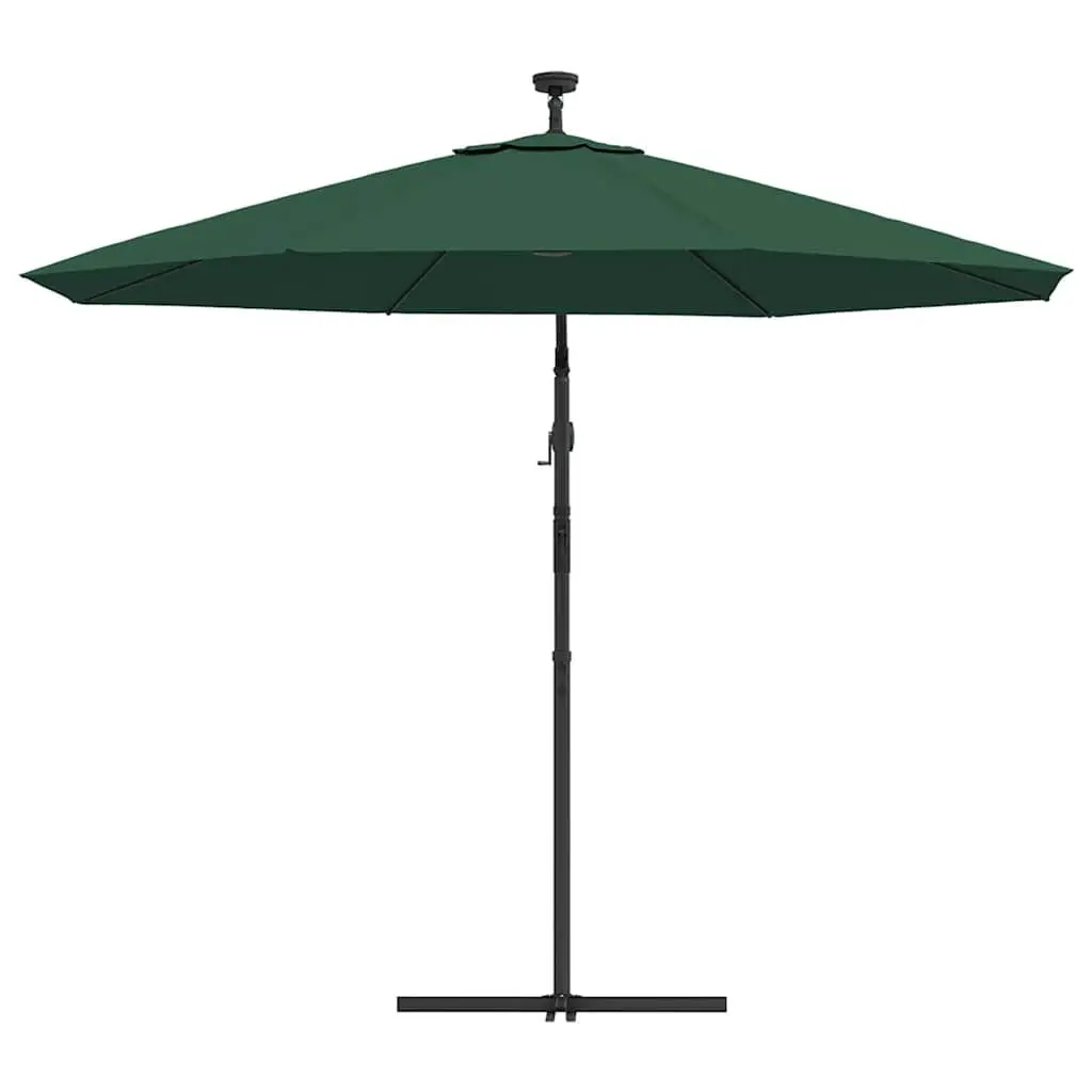 Hanging Garden Parasol 300 cm UV Resistant Green Outdoor Shade Canopy with LED Lighting