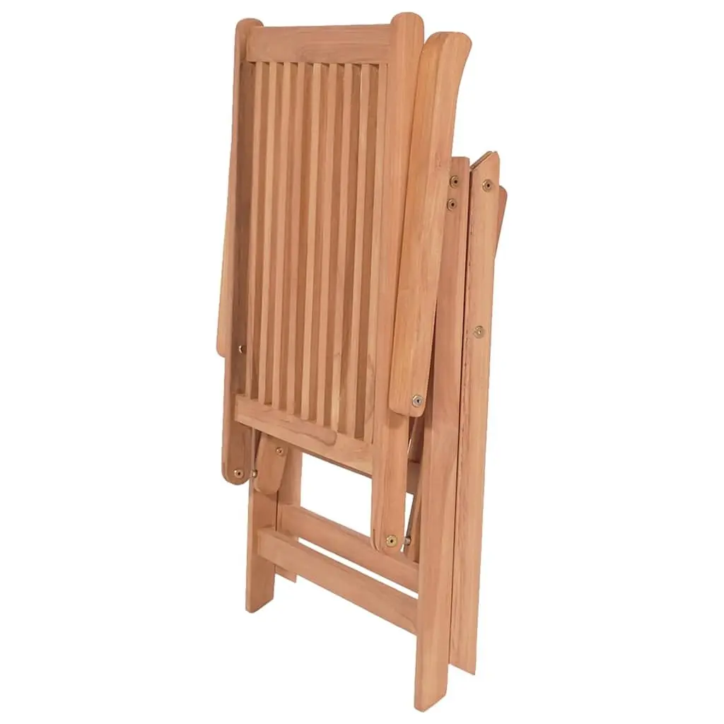 Outdoor Reclining Garden Chairs 2 pcs Folding Wooden Seat Teak Backrest Patio