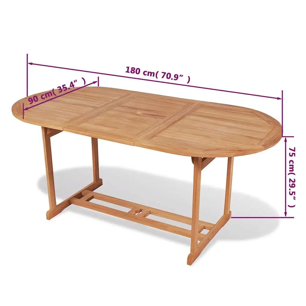 Outdoor Dining Table 180x90x75cm Solid Teak Wood Garden Patio Furniture Brown