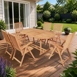 Reassuring 7-Piece Teak Dining Set for Your Outdoor Needs