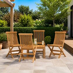Outdoor Folding Chairs Set 4 pcs Garden Seating Wooden Furniture Brown