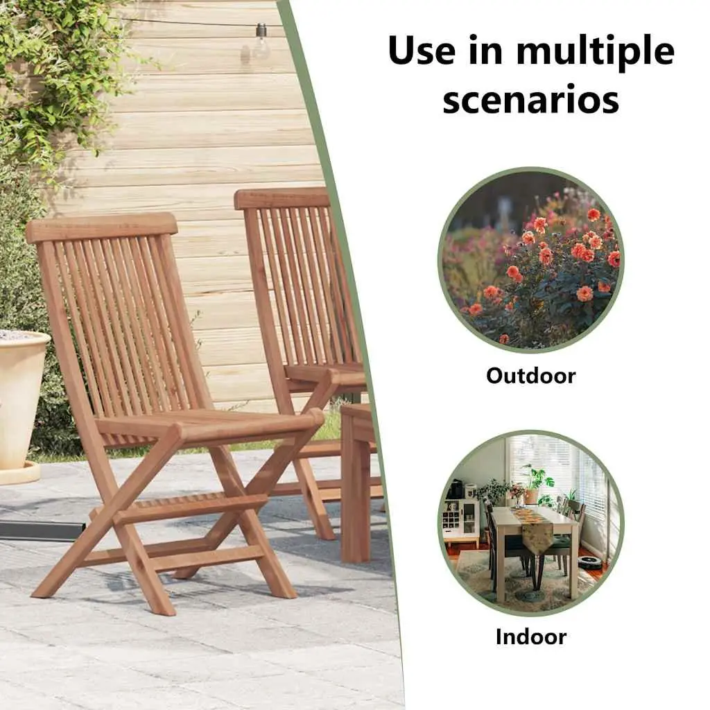 Folding Chairs Set 4 pcs Outdoor Seating Teak Hardwood Brown