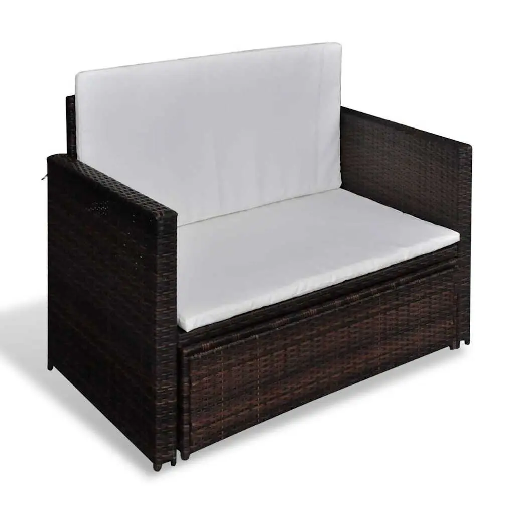 Outdoor Garden Sofa Set 2-Seater Modular Rattan Lounge Patio Furniture Brown