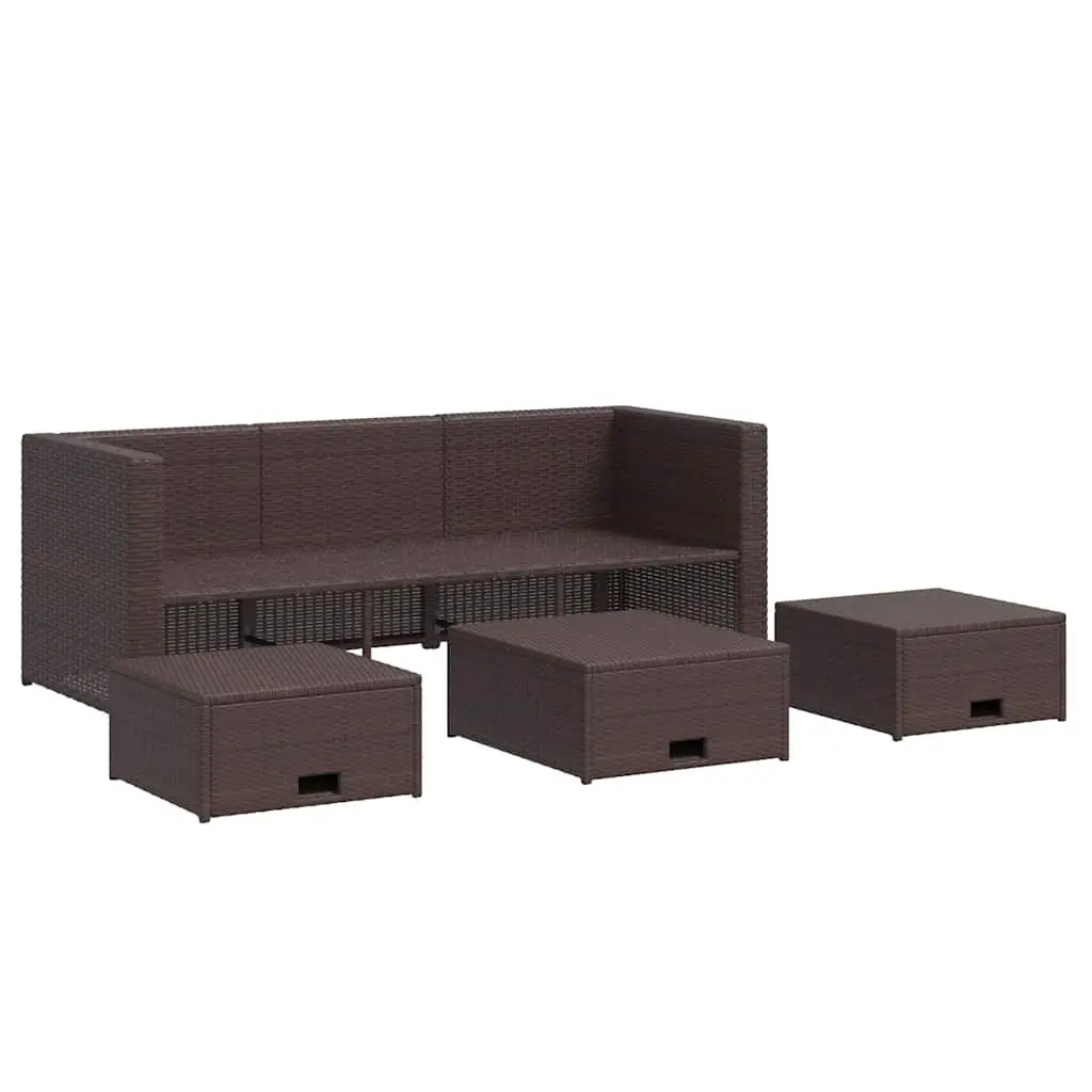 4 Piece Outdoor Garden Lounge Set Rattan Sofa Cushions Brown