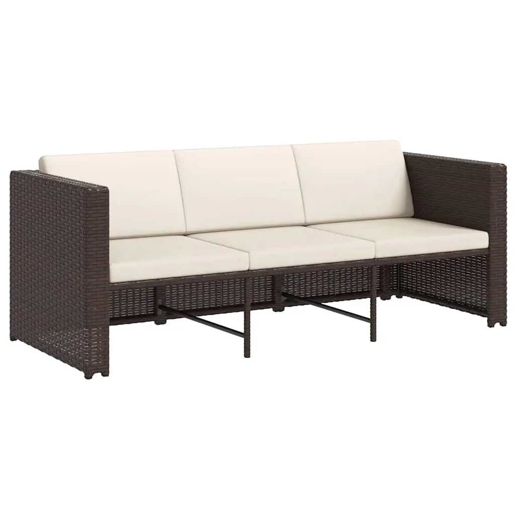4 Piece Outdoor Garden Lounge Set Rattan Sofa Cushions Brown
