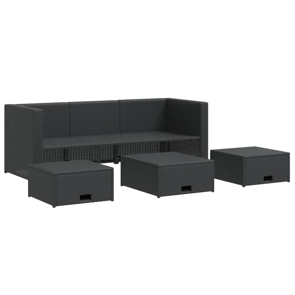 4 Piece Garden Lounge Set Outdoor Furniture Rattan Sofa with Cushions Black