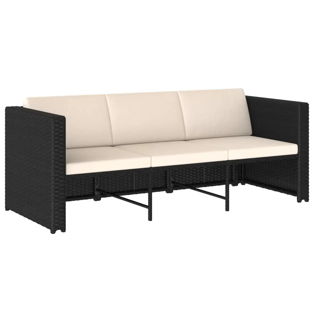 4 Piece Garden Lounge Set Outdoor Furniture Rattan Sofa with Cushions Black