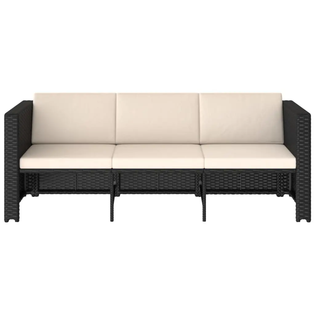 4 Piece Garden Lounge Set Outdoor Furniture Rattan Sofa with Cushions Black