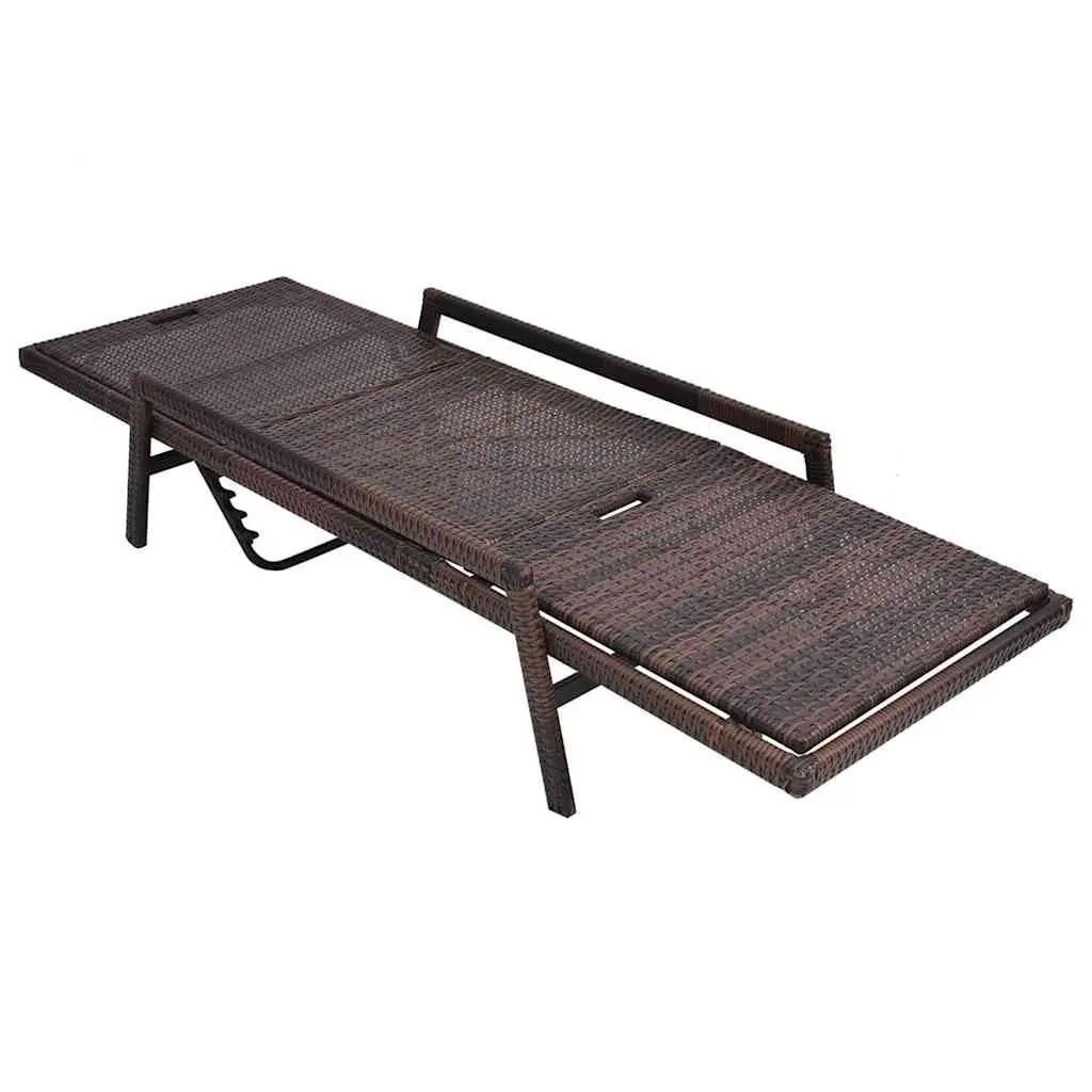 Sun Lounger Outdoor Patio Reclining Chair Garden Lounge Bed with Cushion Brown