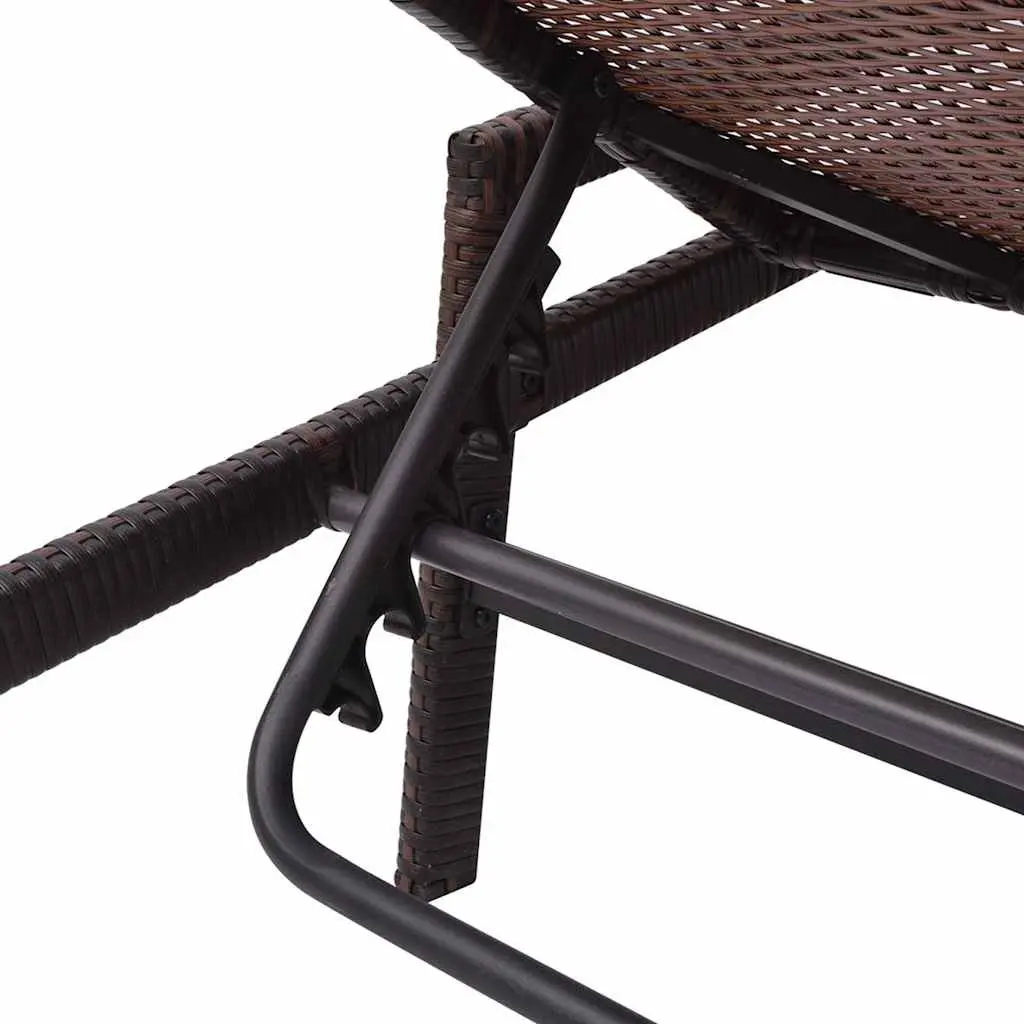 Sun Lounger Outdoor Patio Reclining Chair Garden Lounge Bed with Cushion Brown