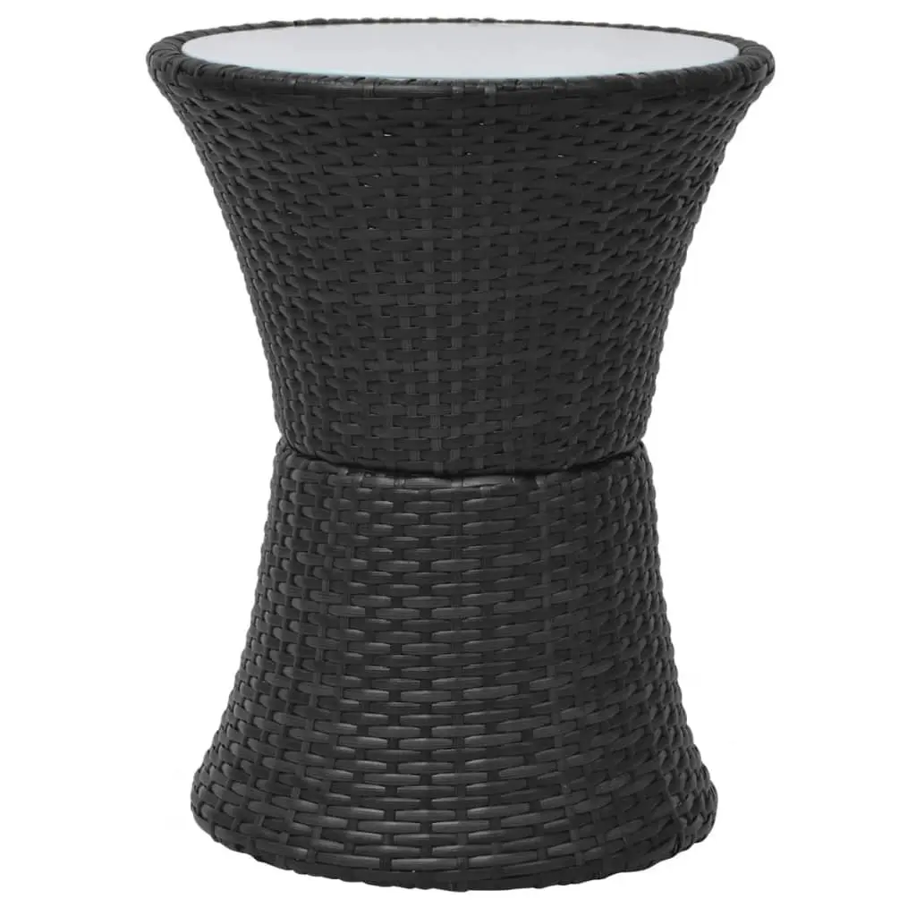 Rattan Bistro Set 3 Piece Outdoor Furniture Garden Table Chairs Cushions Black