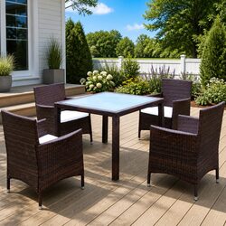 Reliable 5-Piece Rattan Garden Dining Set with Comfort