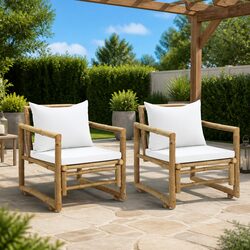 Durable Bamboo Garden Chairs with Comfortable Cushions