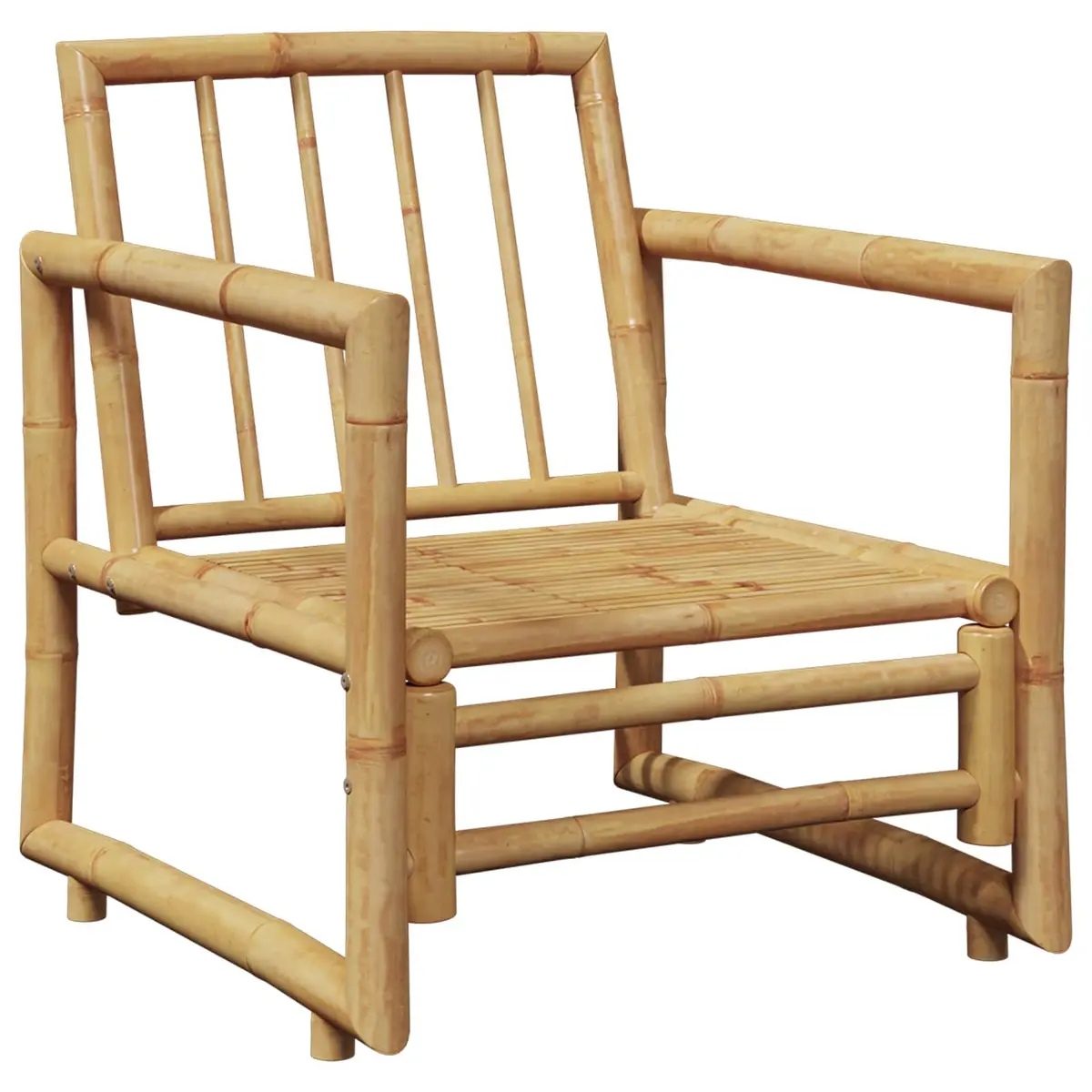 Bamboo Garden Chairs Outdoor Seating 2 Piece with Cushions Brown